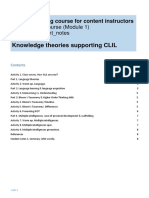 Knowledge Theories Supporting CLIL: Methodology Course (Module 1) UNIT - 1 - Student - Notes
