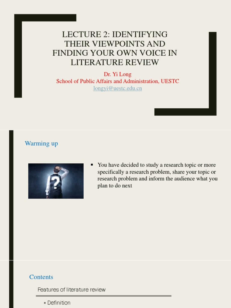 Lecture 2: Identifying Their Viewpoints and Finding Your Own Voice in ...