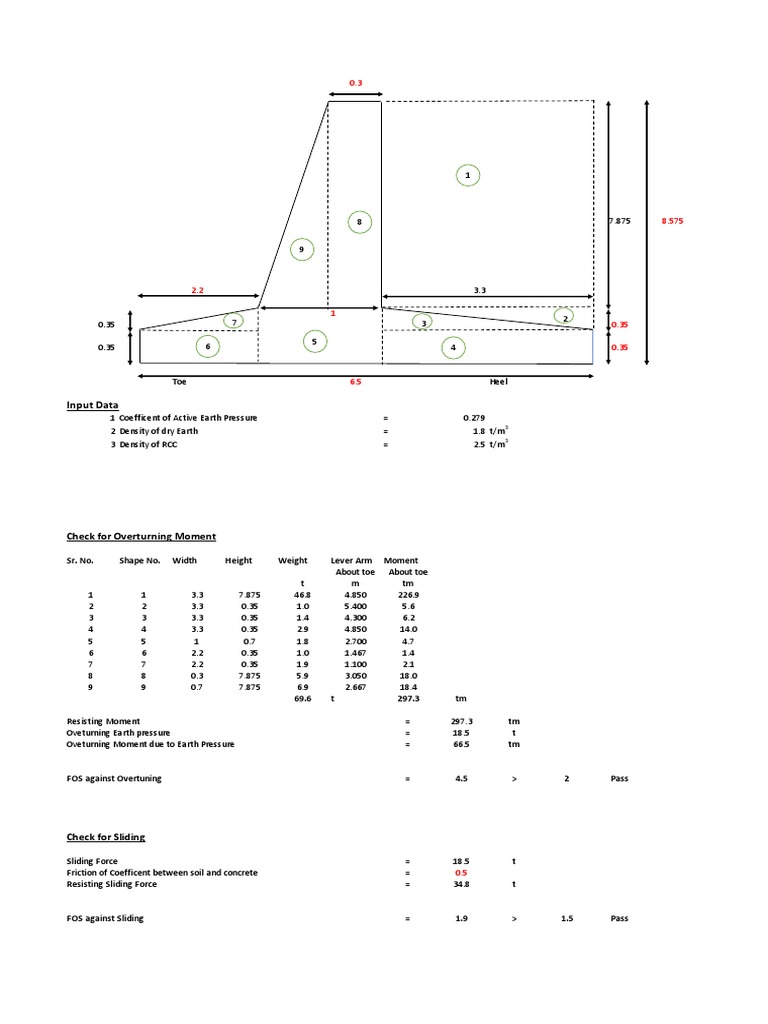 Retaining Wall Stability Analysis | PDF | Mechanical Engineering ...