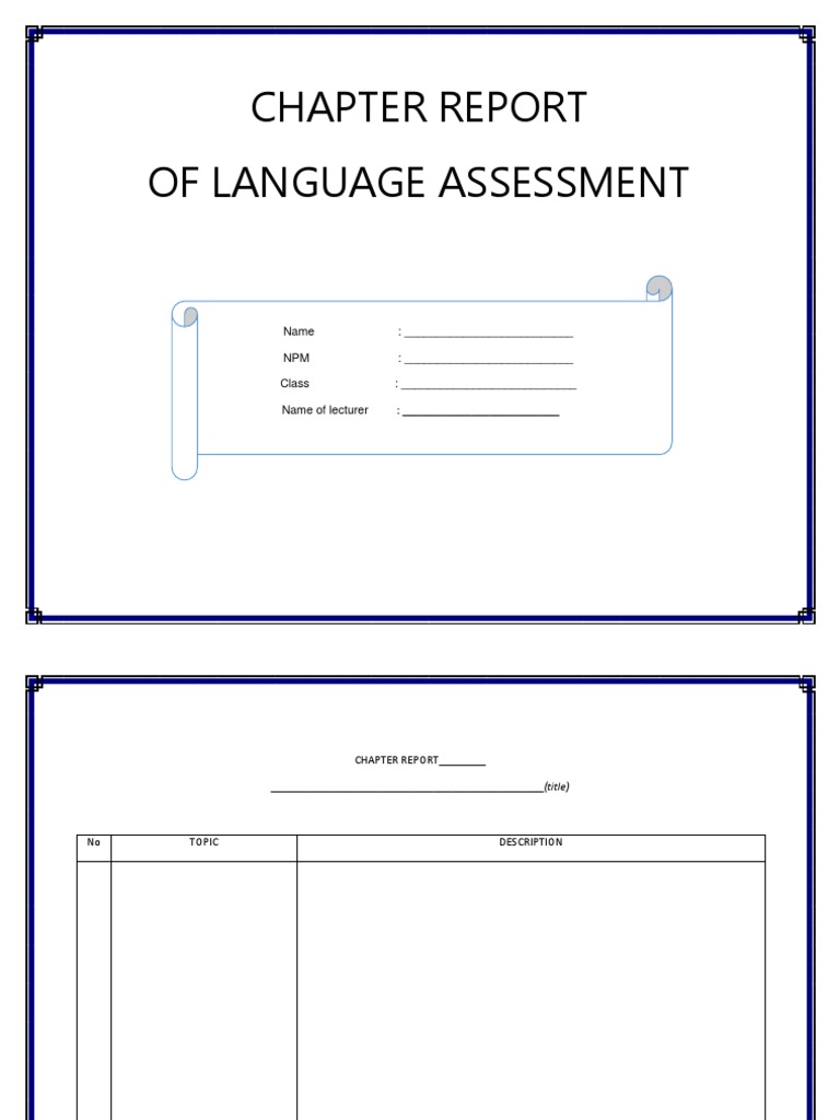 Chapter Report Template for Language Assessment | PDF