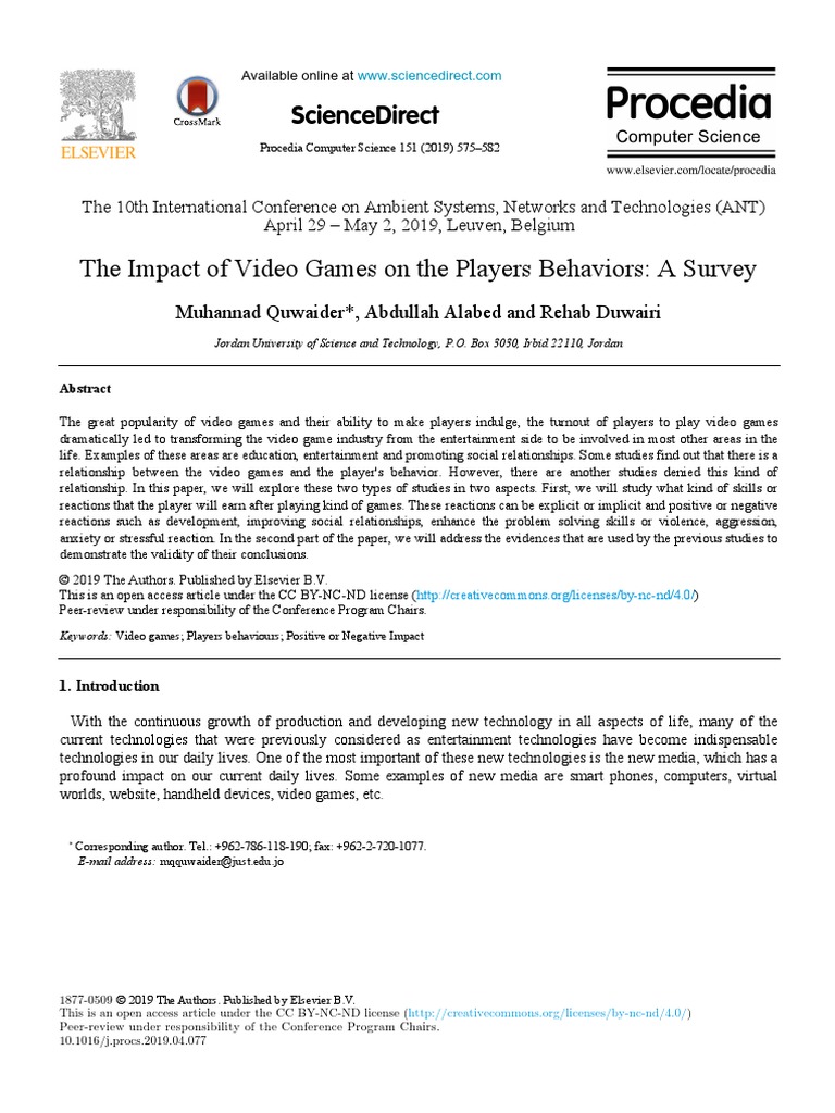 The Impact of Video Games On The Players Behaviors: A Survey The Impact ...