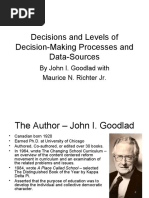 Decisions and Levels of Decision-Making Processes and Data-Sources