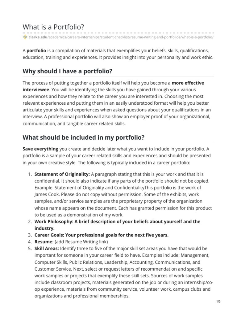 What Is A Portfolio PDF Academic Degree Employment