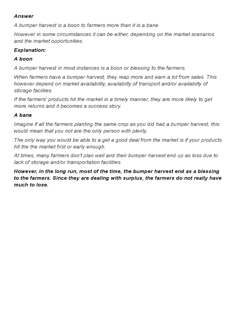 Bumper Production Boon or Bane for Farmers Introduction