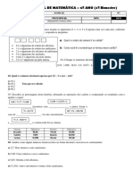 Teste de matemática do 6o ano com exercícios de números decimais