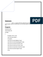 Statement:: Positive/negative, Odd/Even, Prime/Not Prime, Sum of All Number Uptill No, Factorial On The Demand of User