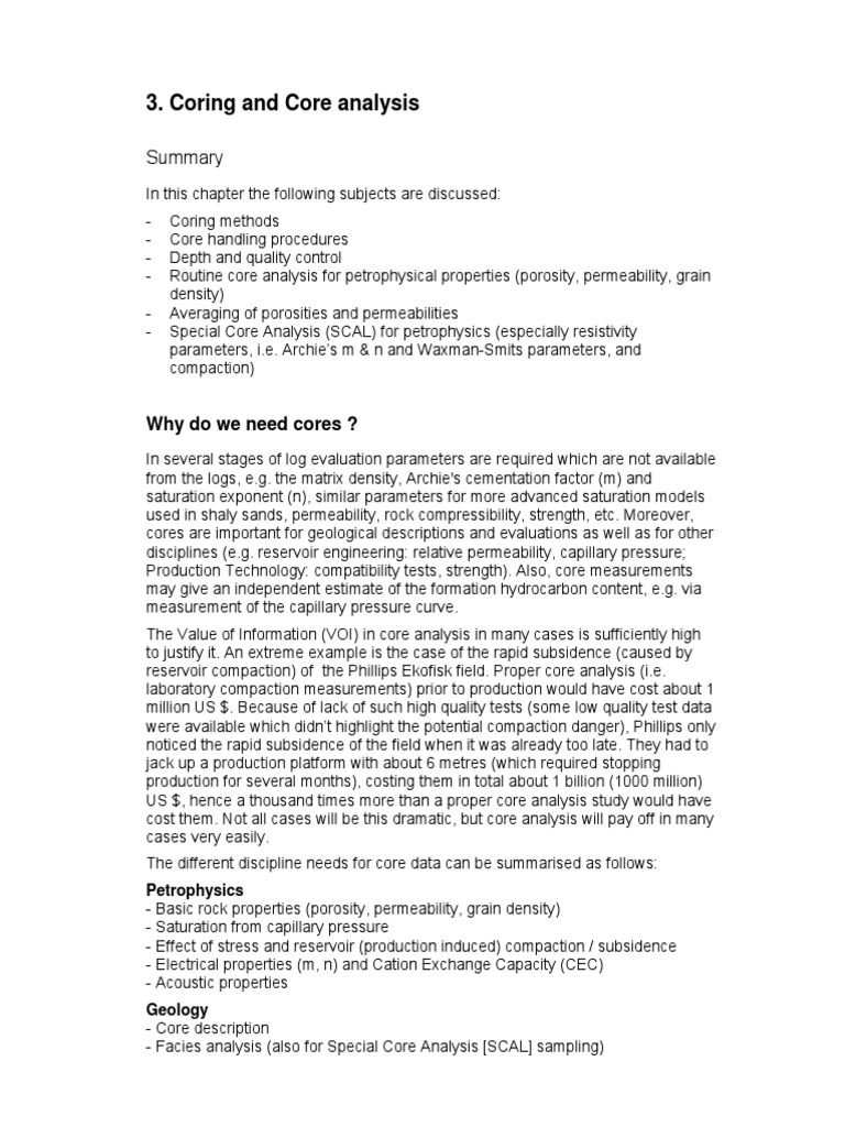 Core Analysis Methods and Planning Guide | PDF | Porosity ...
