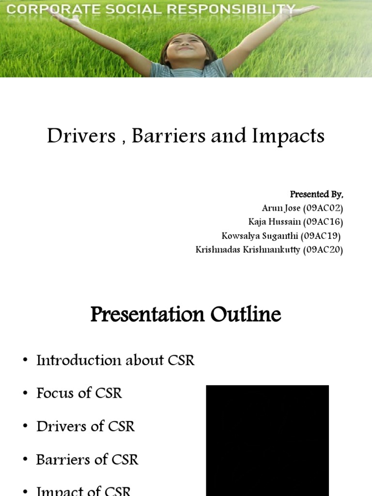 Drivers and Barriers of CSR | PDF | Corporate Social Responsibility ...