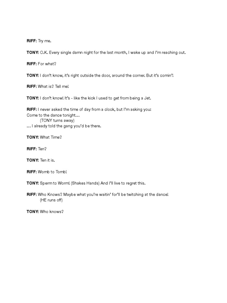 West Side Story Script Excerpt | PDF | Art