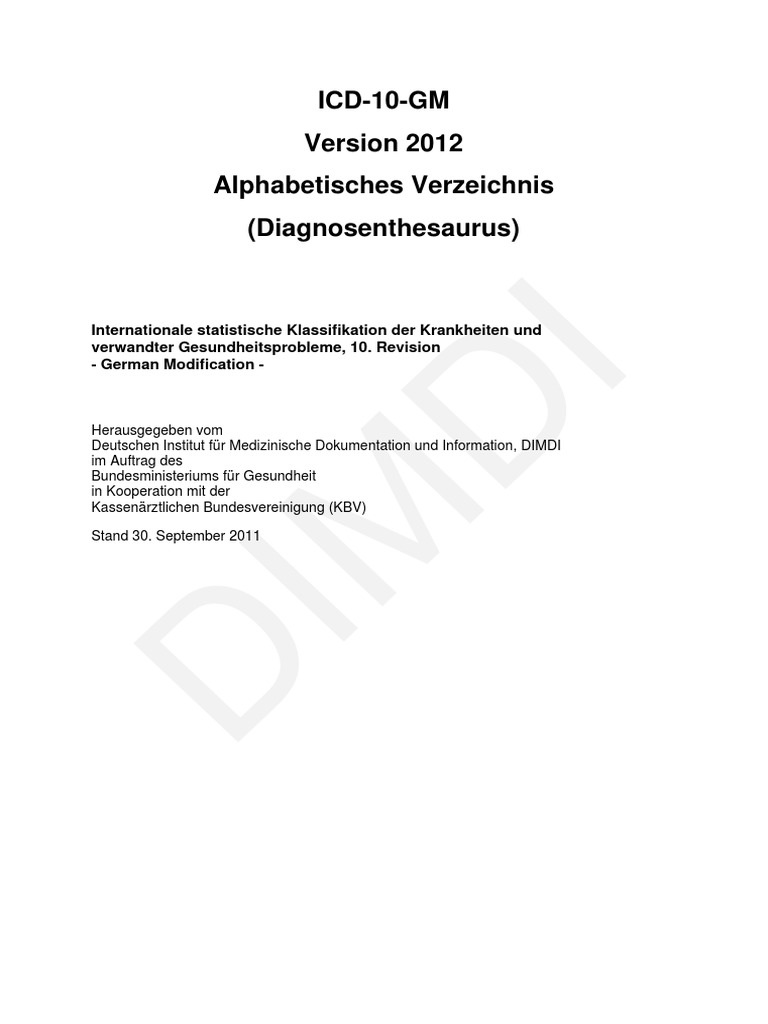 Icd10 Alphabetisches Verzeichnis Pdf