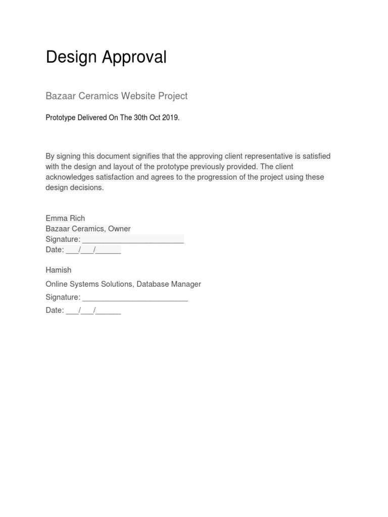 Design Approval Document | PDF | Business | Finance & Money Management