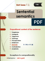 Sentential Semantics and Compositionality