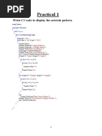 Practical 1: Write C# Code To Display The Asterisk Pattern