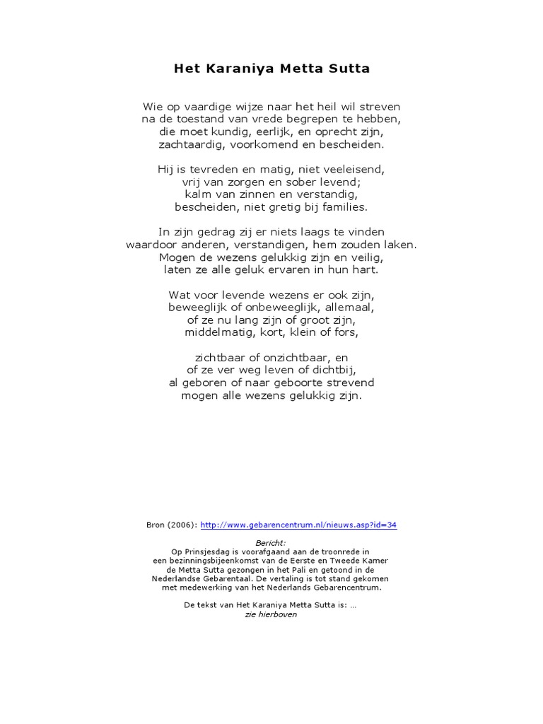 Karaniya Metta Sutta (NL) PDF