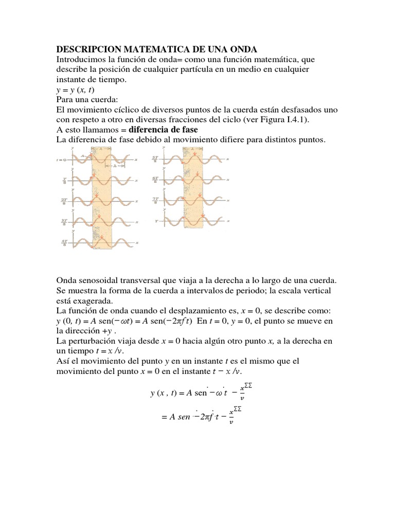 Descripción Matemática de Una Onda | PDF | Olas | Fenómenos científicos