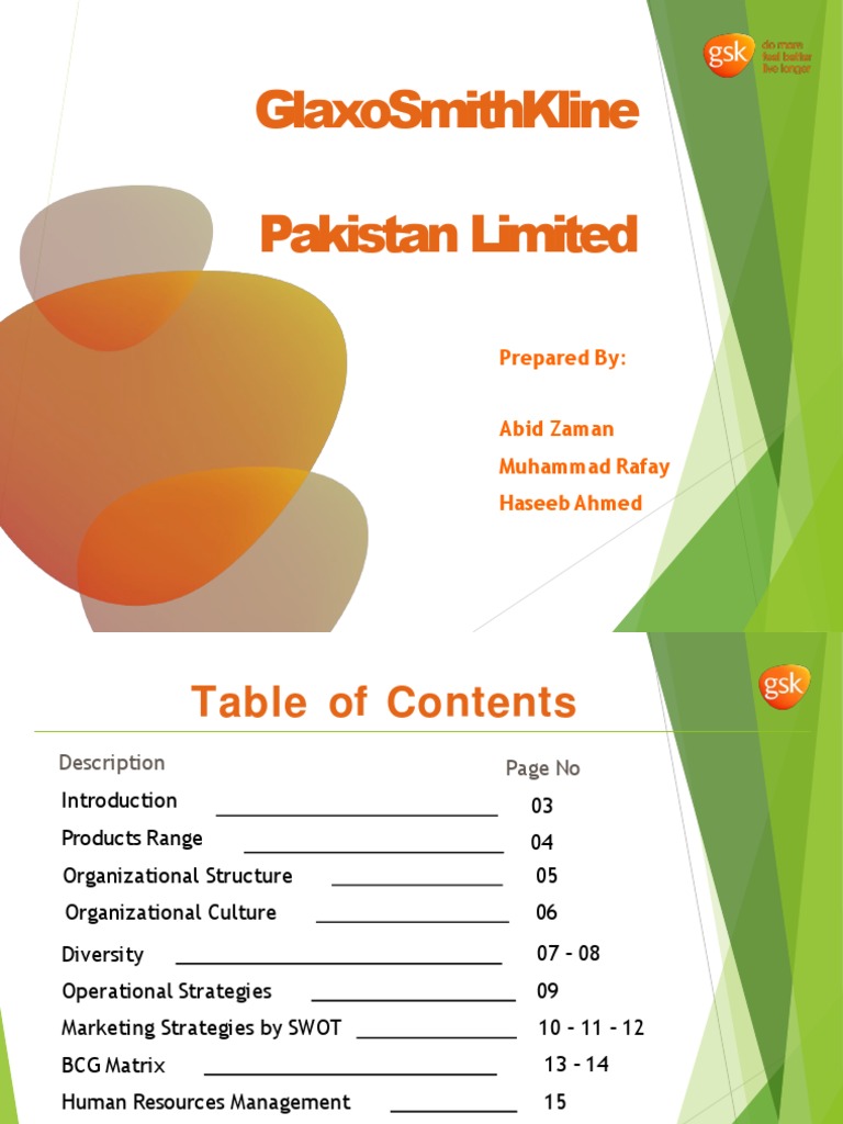 GSK Pakistan BCG Matrix PDF Glaxo Smith Kline Business