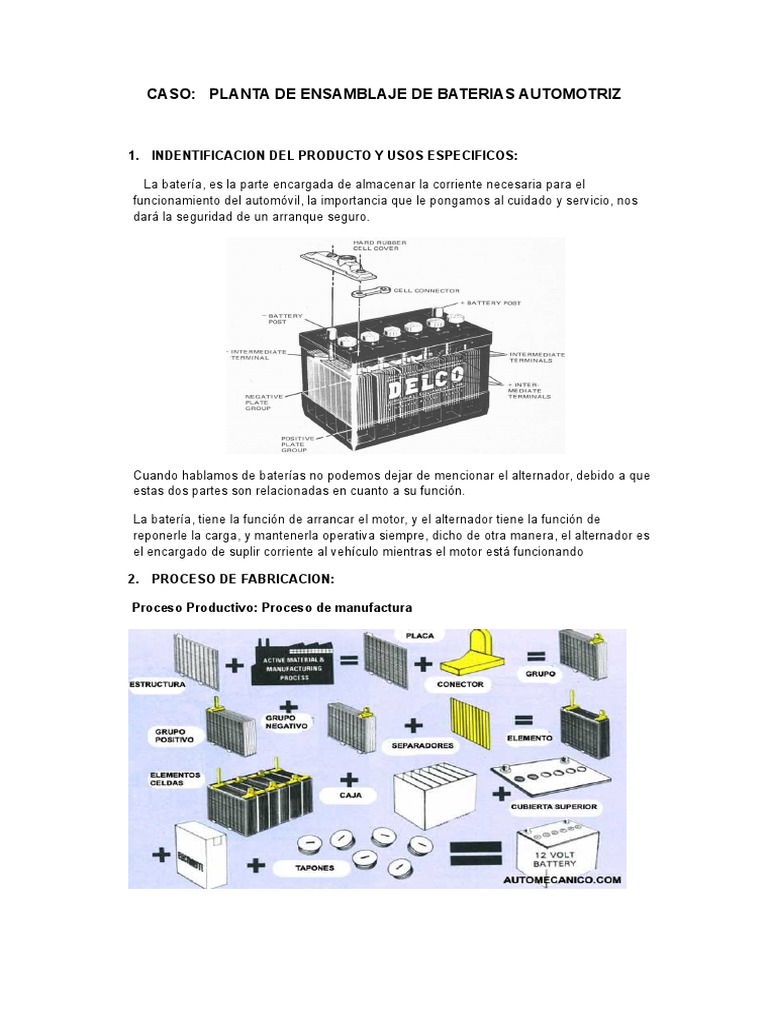 Bateria Automotriz PDF Química Materiales