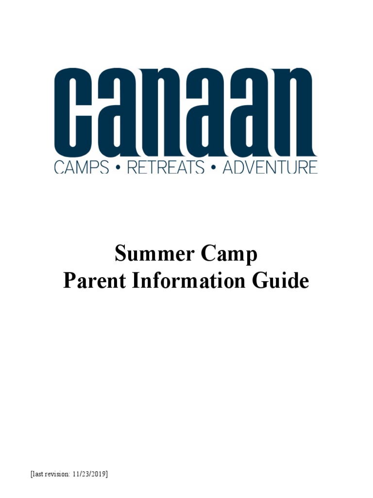 Summer Camp Parent Handbook 2020 Download Free PDF Over The Counter