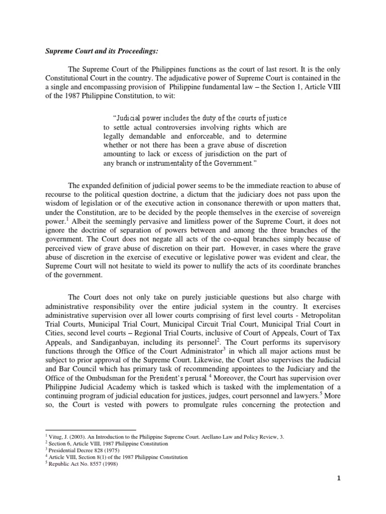 Functions and Powers of the Supreme Court | PDF | Supreme Courts ...