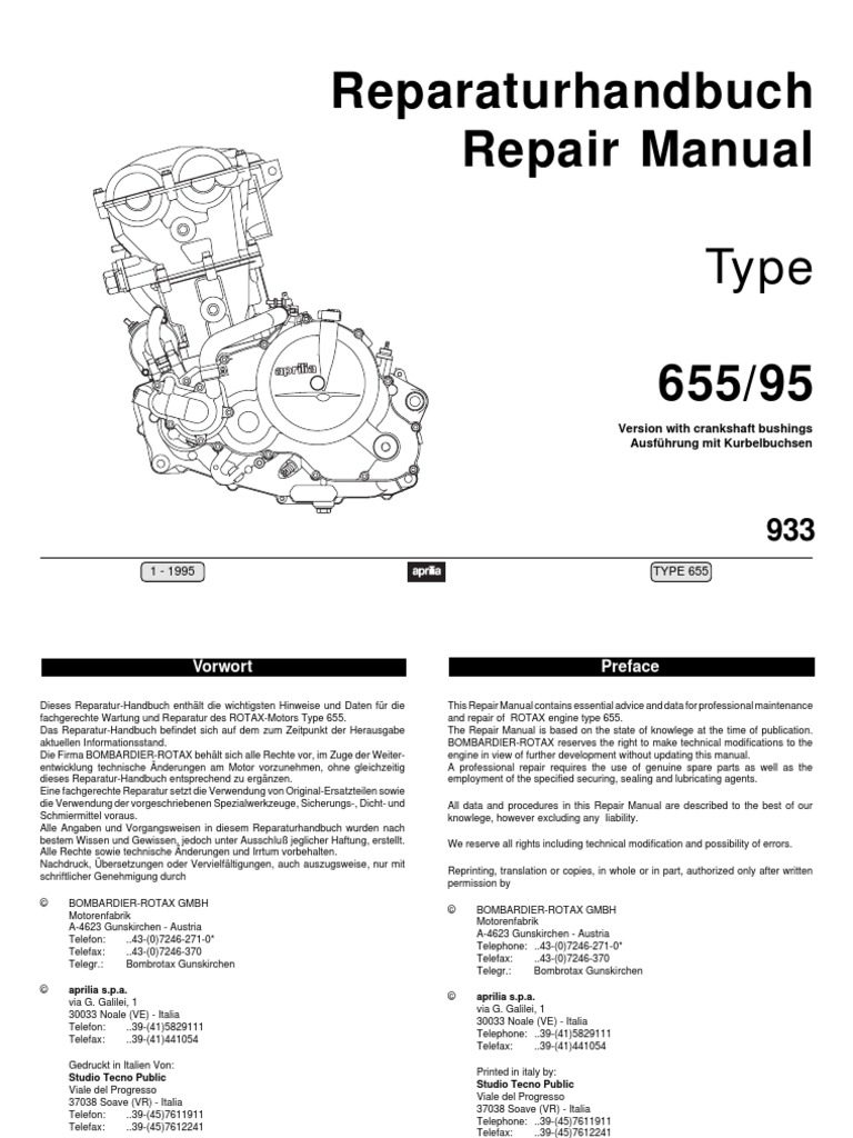 1995 Apilia 655 95 Rotax Repair Manual