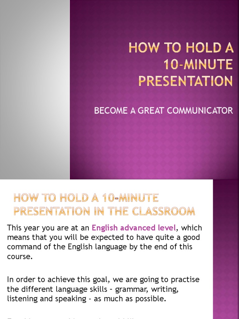 How To Hold A 10-Minute Presentation | Download Free PDF | Health Care ...