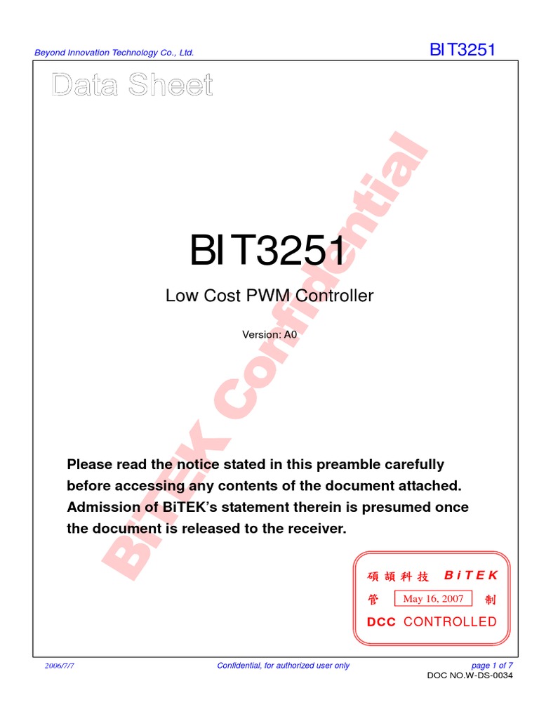 BIT3251 Datasheet PDF | PDF | Electrical Engineering | Electronic ...