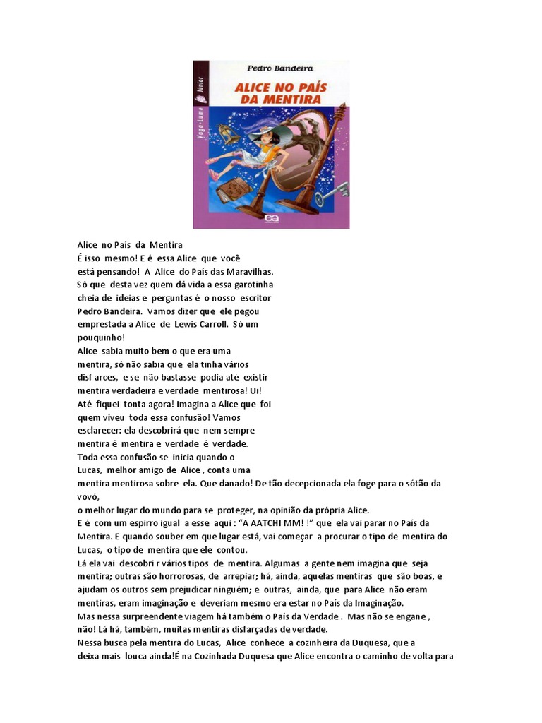 Resumo de "Alice no País da Mentira" | PDF | Mentira | Alice no País ...
