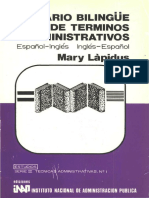 Glosario Bilingüe de Términos Administrativos. Español-Inglés, Inglés-Español.