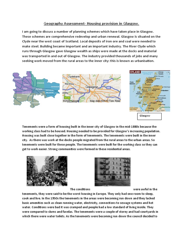 Geography AssessmentHousing Provision in Glasgow PDF Urban Renewal Glasgow