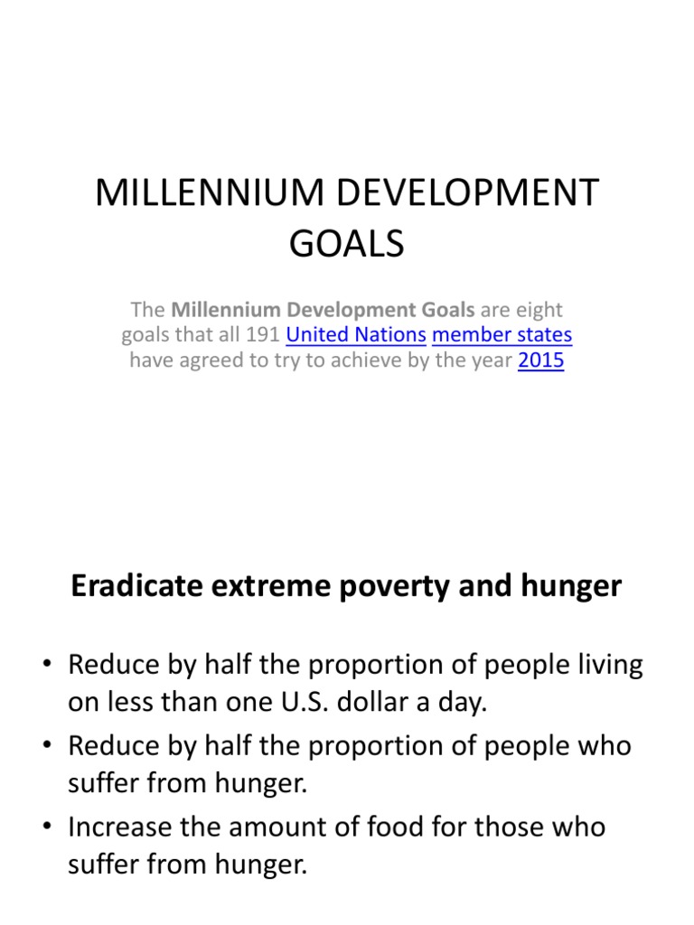 Overview of Millennium Development Goals | PDF | Economic Development ...