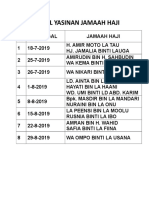 Jadwal Yasinan Jamaah Haji