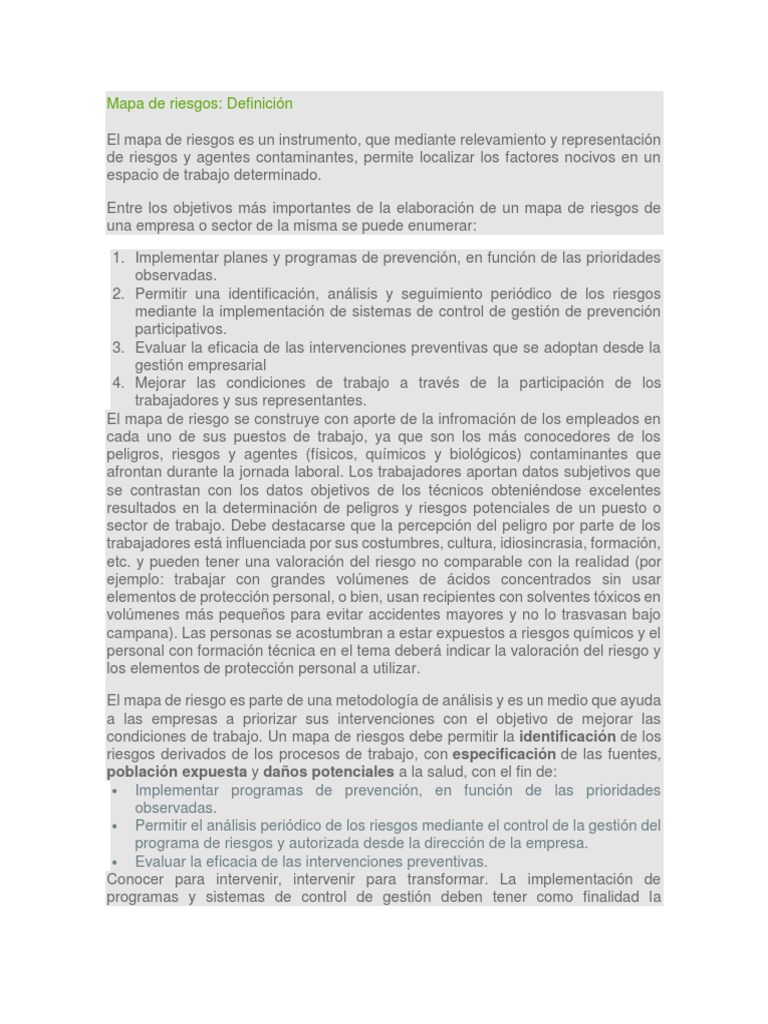 Mapa de Riesgos en Seguridad Laboral | PDF | Riesgo | Seguridad y salud ...