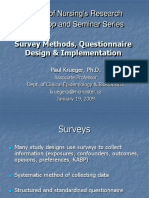 School of Nursing 'S Research Workshop and Seminar Series: Survey Methods, Questionnaire Design & Implementation