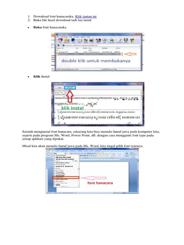 Font hanacaraka microsoft word download