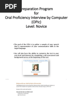 Preparation Program For Oral Proficiency Interview by Computer (Opic) Level: Novice