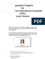Preparation Program For Oral Proficiency Interview by Computer (Opic) Level: Novice