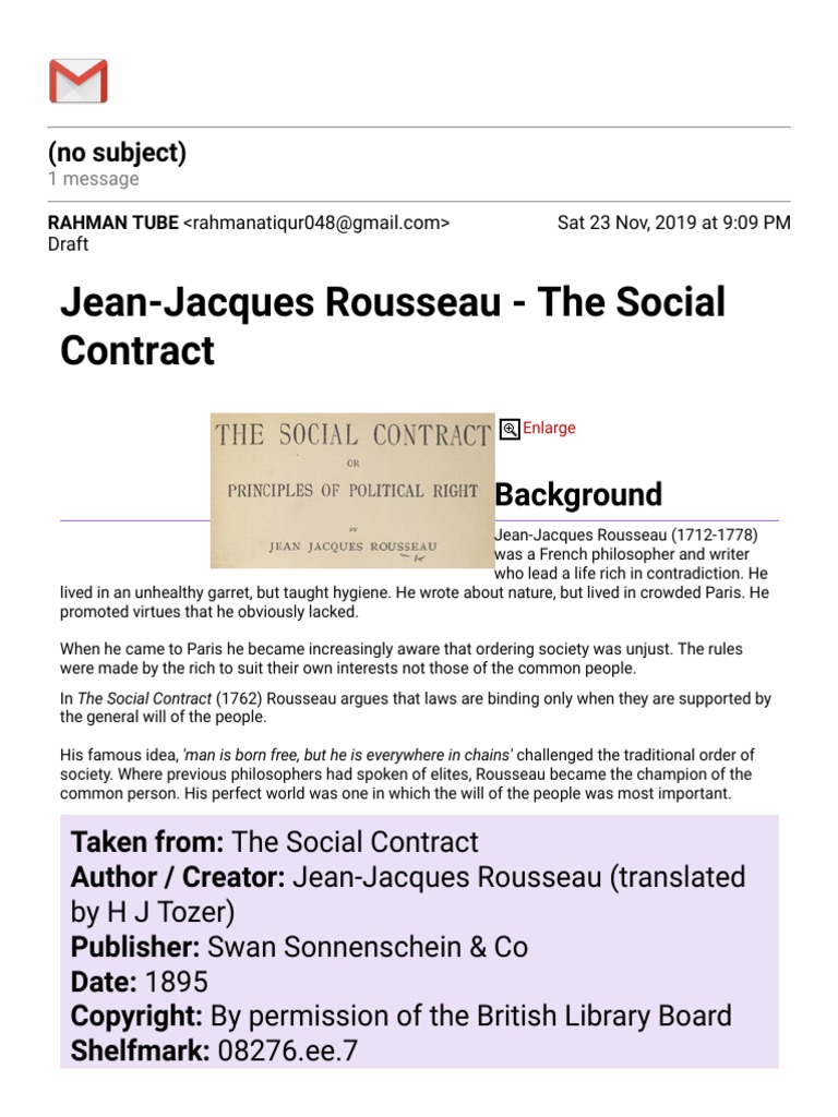 Jean-Jacques Rousseau - The Social Contract | PDF | History