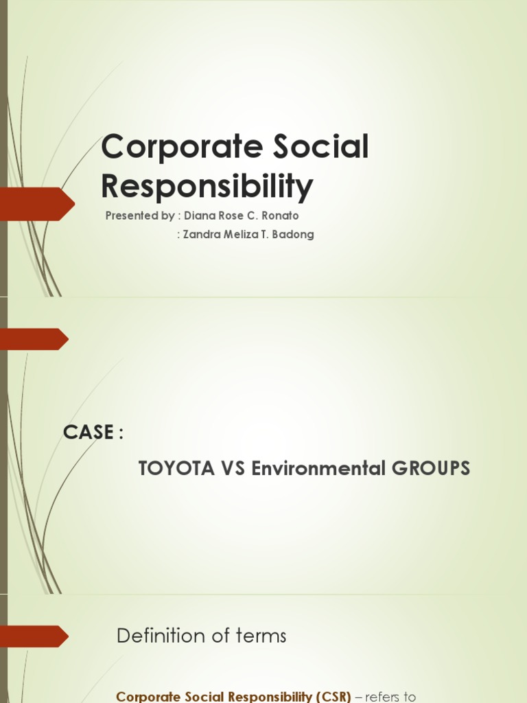 Toyota's CSR and Global Sustainability Debate | PDF | Corporate Social ...
