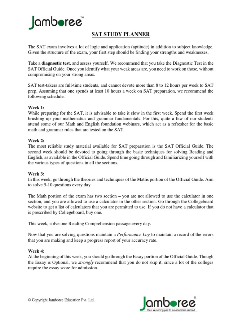 Jamboree SAT StudyPlan PDF | PDF | Sat | Test (Assessment)