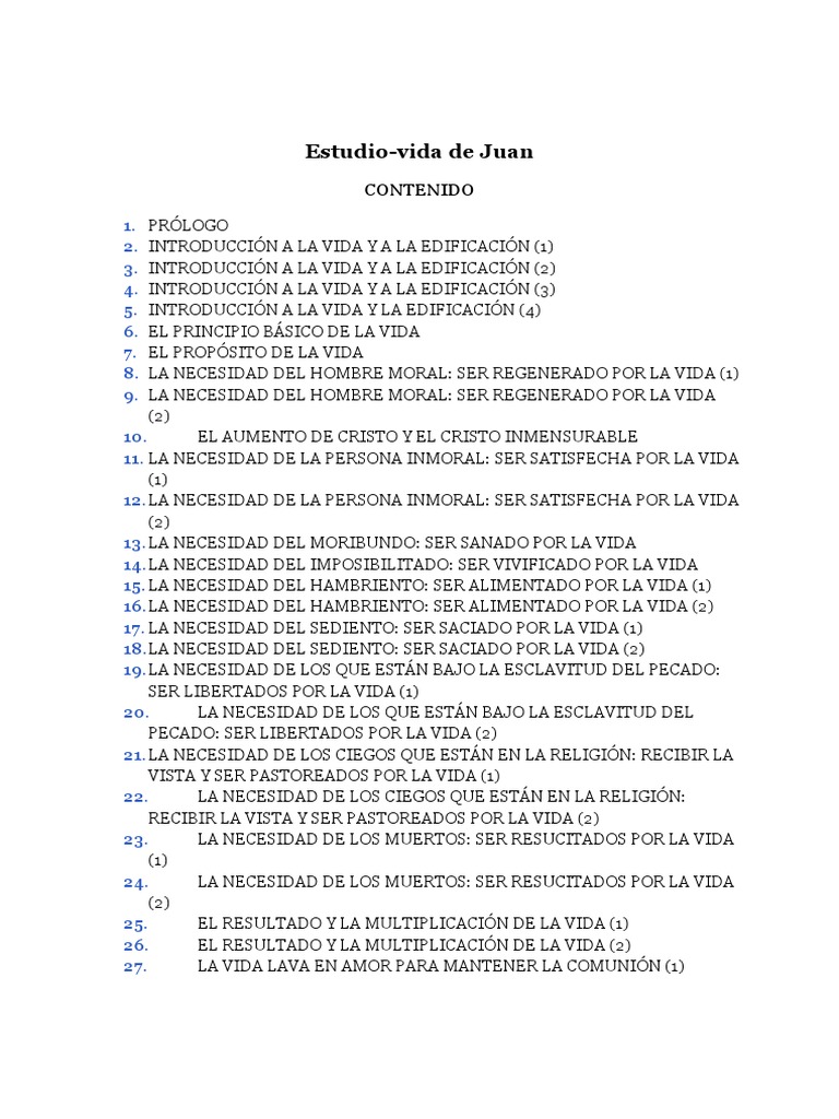 Estudio Vida De Juan Pdf Evangelio De Juan Jacob
