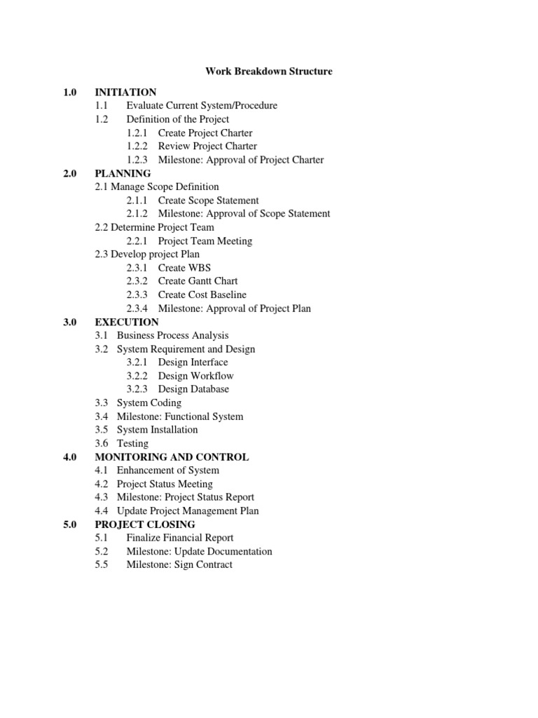 Work Breakdown Structure Overview | PDF | Business | Technology ...