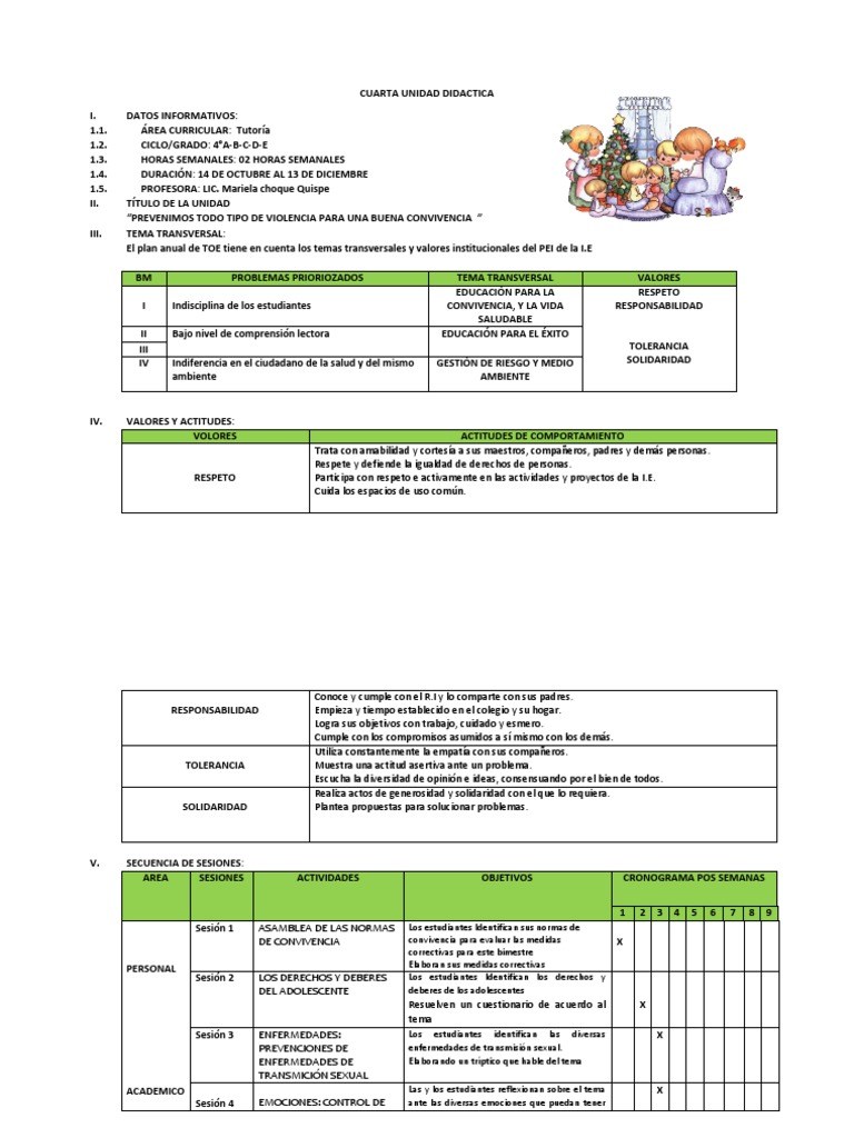 Unidad de Tutoria Cuarto Bimestre | PDF | Modificación de ...