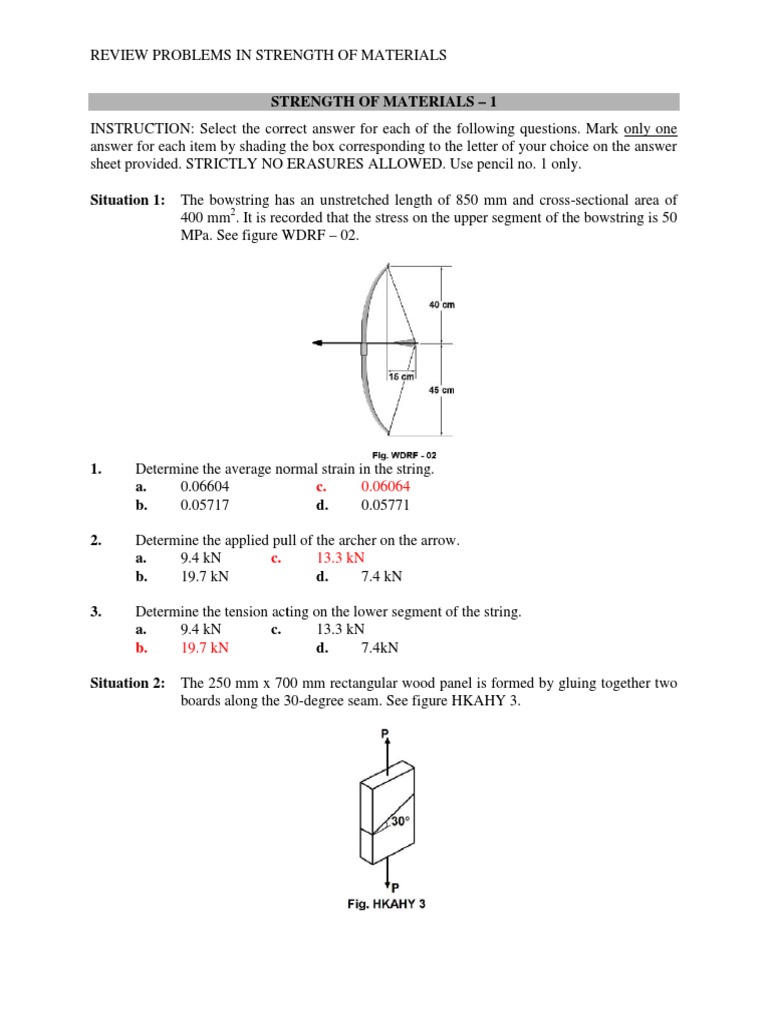 Strength of Materials Review Problems | PDF | Young's Modulus | Stress ...