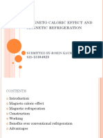 Agneto Caloric Effect and Magnetic Refrigeration: Submitted by Rohin Kaushik SID