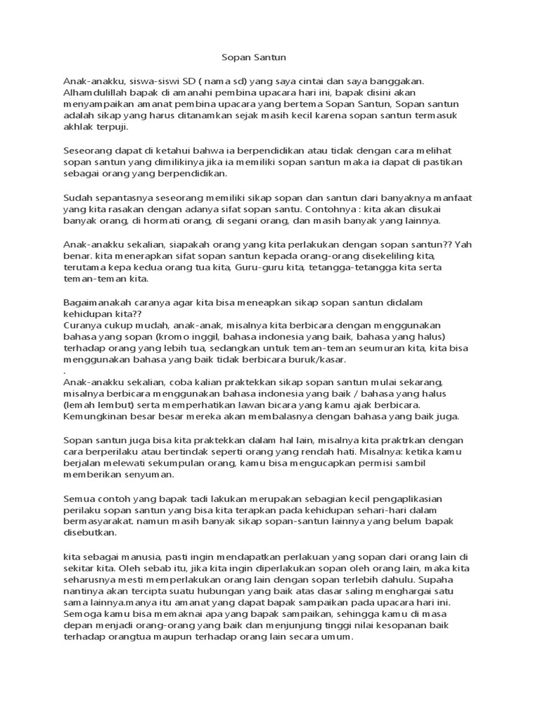 Amanat Pembina Upacara Hari Senin