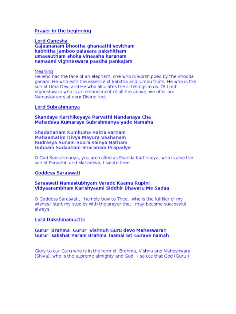Hindu Mantras and Slokas Collection | PDF | Shiva | Devi