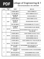 CIA 1 Seating 2018-19 Even Sem