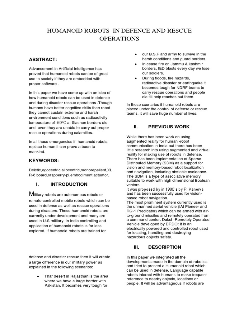 Humanoid Robots in Defense & Rescue | PDF | Mixed Reality | Robot