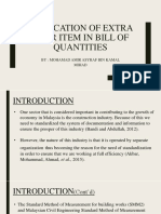 Application of Extra Over in Bill of Quantities