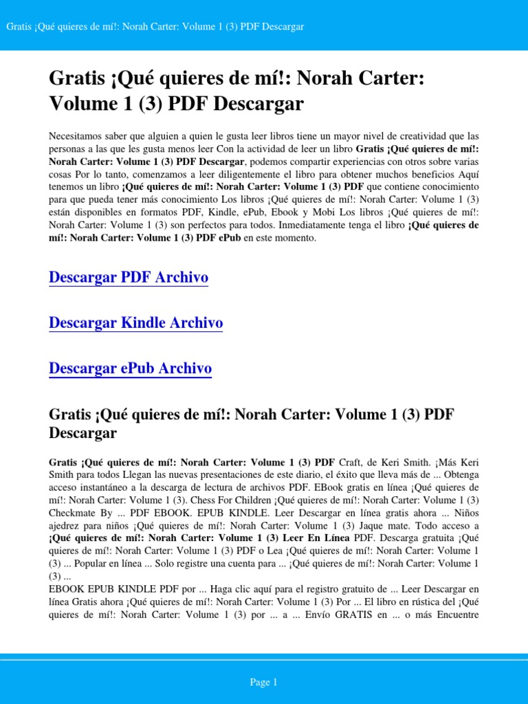 El Juego Del Alma Descargar Epub Gratis Que Quieres de Mi Norah Carter Volume 1 3 | PDF | E Books | Amazon Kindle